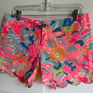 Lilly Pulitzer Hot Pink Tropical Print Cotton Buttercup Shorts Size 6